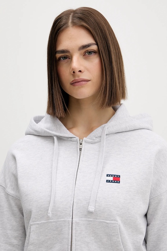 Tommy Jeans pamut melegítőfelső szürke DW0DW21976