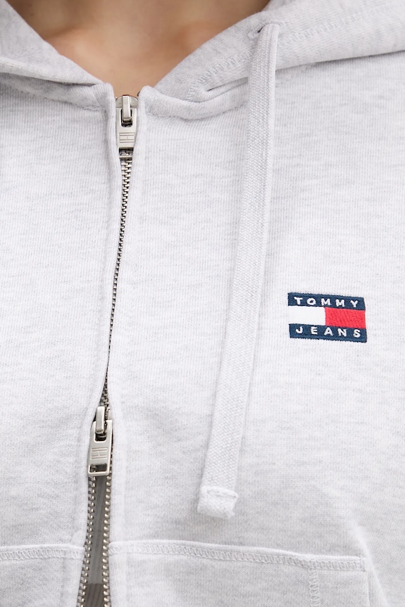Tommy Jeans pamut melegítőfelső DW0DW21976 szürke