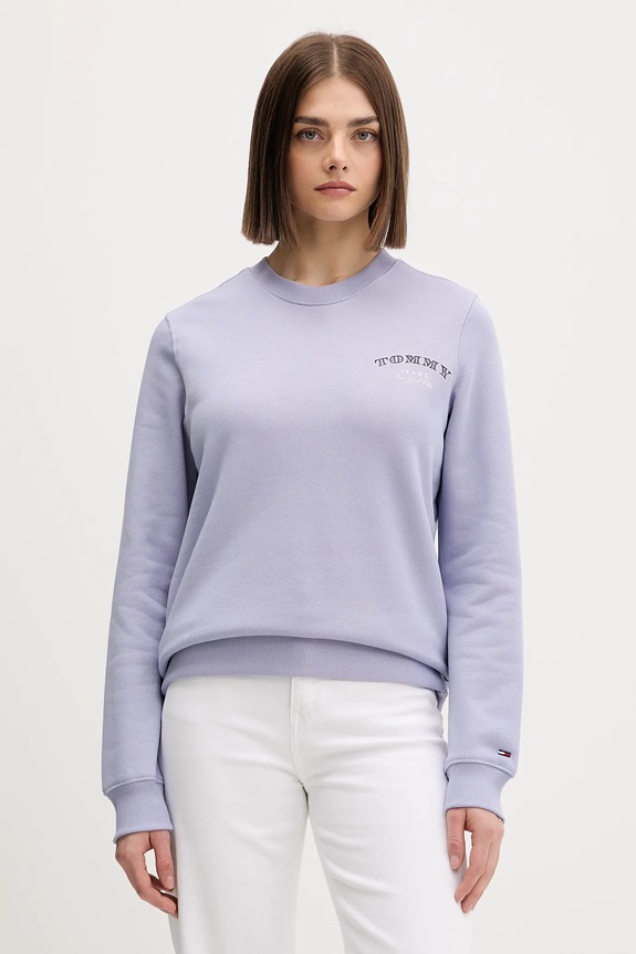 Ρούχα Βαμβακερή μπλούζα Tommy Jeans DW0DW22517 μωβ