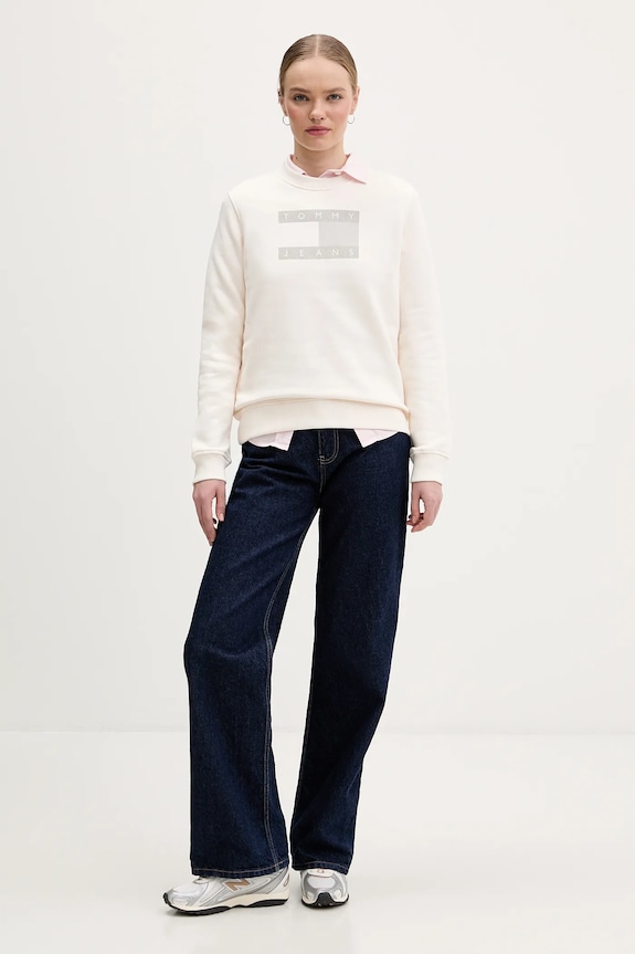 Tommy Jeans pamut melegítőfelső DW0DW22564 bézs SS26