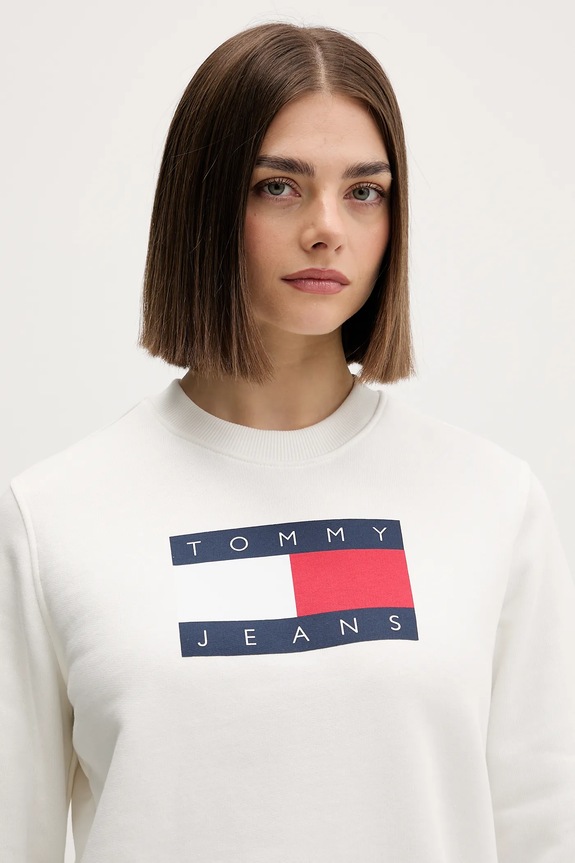 Pamučna dukserica Tommy Jeans bež DW0DW22564