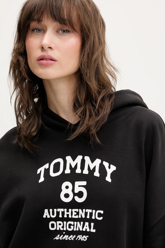 Bavlnená mikina Tommy Jeans čierna DW0DW22603