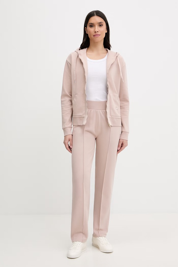 BOSS bluza rozpinana z kapturem damska z bawełną Shiny B Jacket H. 50557275 beżowy SS26