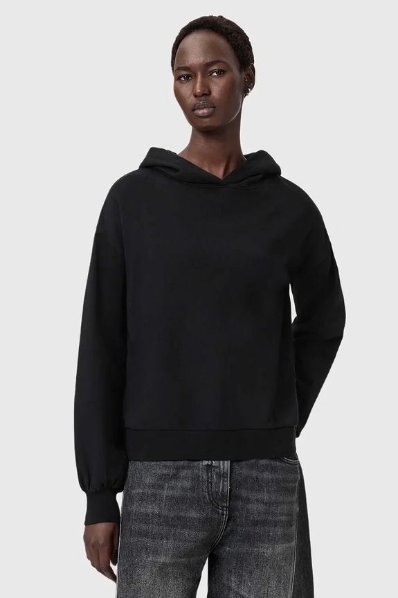 Βαμβακερή μπλούζα AllSaints W090JD μαύρο SS26