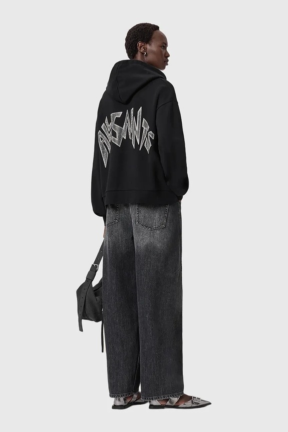 Βαμβακερή μπλούζα AllSaints μαύρο W090JD