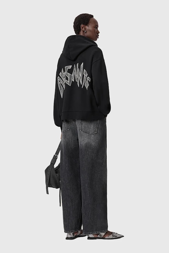 Βαμβακερή μπλούζα AllSaints μαύρο W090JD