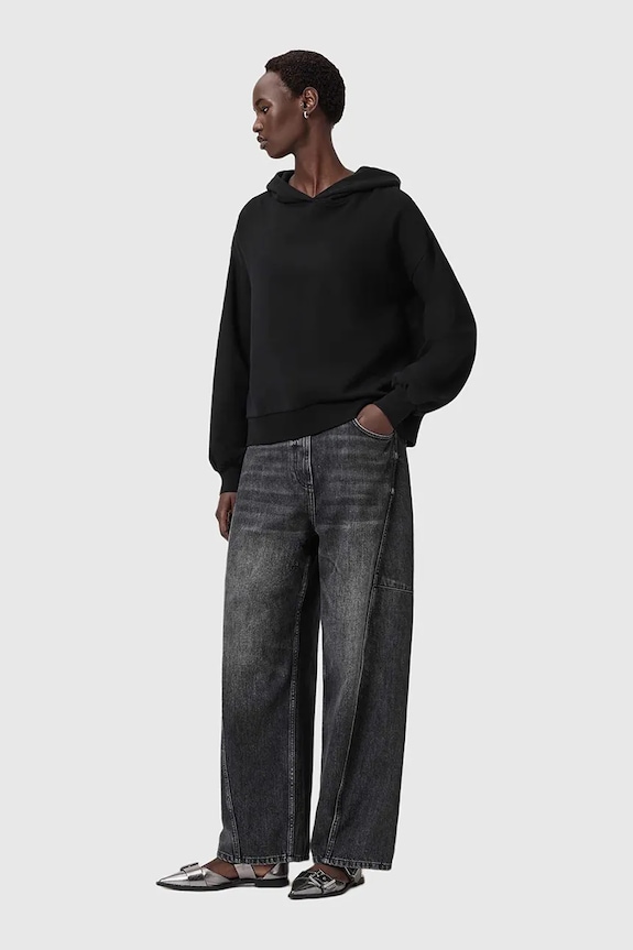 Βαμβακερή μπλούζα AllSaints W090JD μαύρο