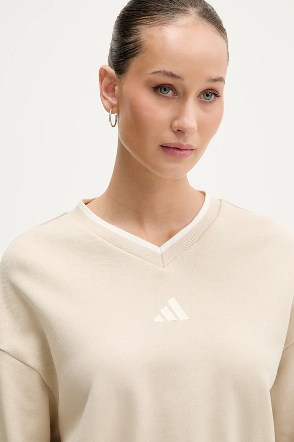 Bavlnená mikina adidas Stadium béžová JY6969