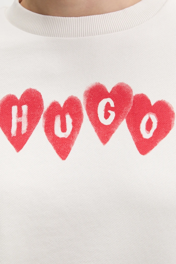 Βαμβακερή μπλούζα HUGO Deroxina_8 50555824 μπεζ