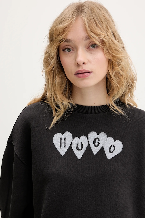 Βαμβακερή μπλούζα HUGO Deroxina_8 γκρί 50555824