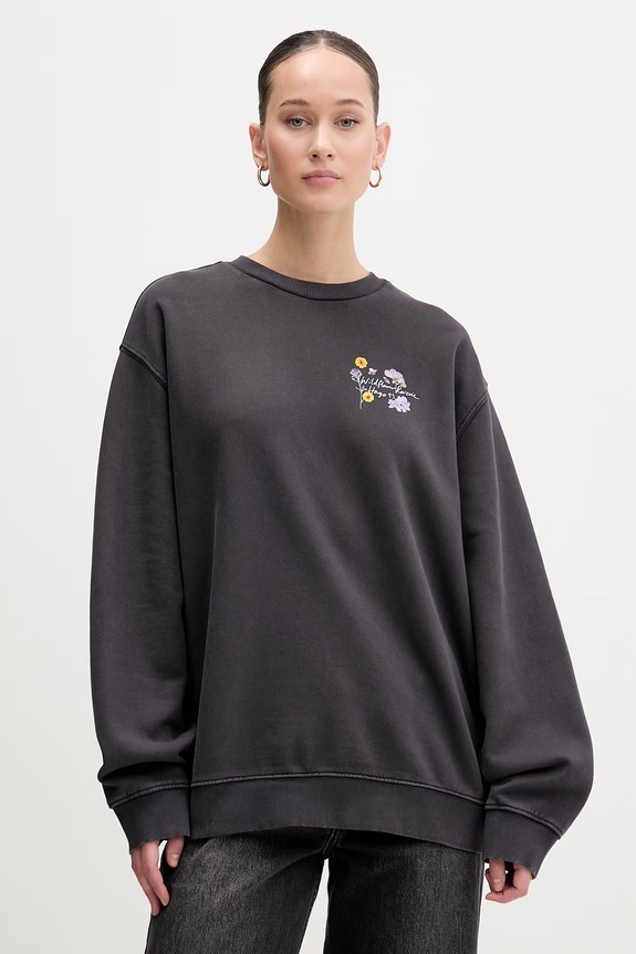 HUGO bluza bawełniana Classic crew_7 nadruk szary 50561052
