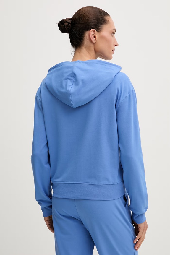 Odjeća HUGO dukserica sa kapuljačom za žene s pamukom SIGNATURE_HOODIE 50556816 plava