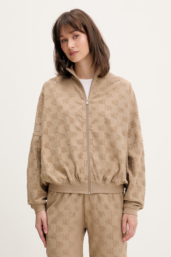 HUGO hanorac de loungewear de femei cu bumbac TERRYMONOGRAM_JACKET bej 50556831