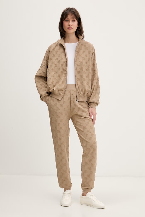 HUGO hanorac de loungewear de femei cu bumbac TERRYMONOGRAM_JACKET 50556831 bej SS26