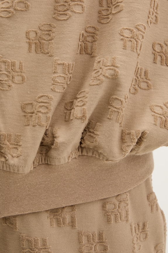 HUGO hanorac de loungewear de femei cu bumbac TERRYMONOGRAM_JACKET 50556831 bej
