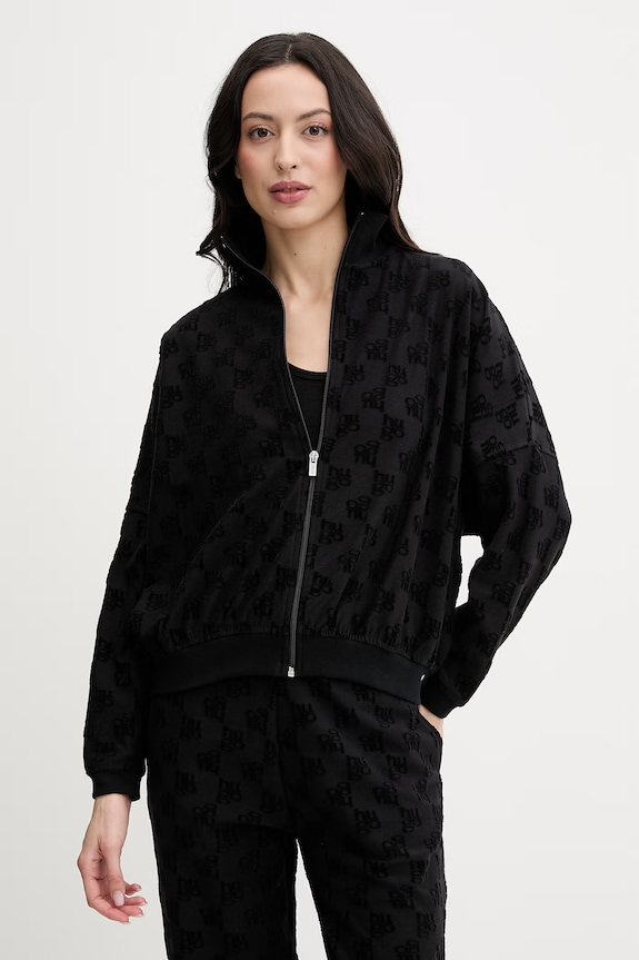 HUGO hanorac de loungewear de damă cu bumbac TERRYMONOGRAM_JACKET negru 50556831