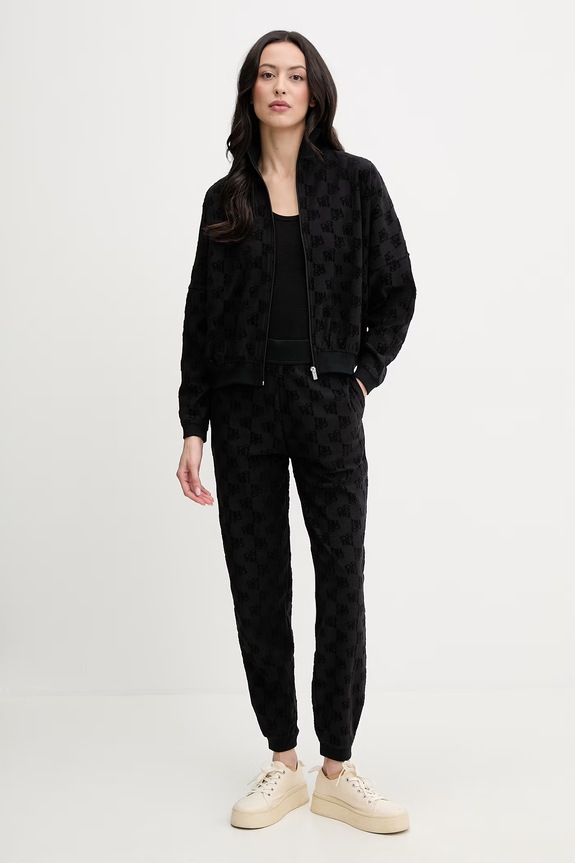 HUGO hanorac de loungewear de damă cu bumbac TERRYMONOGRAM_JACKET 50556831 negru SS26