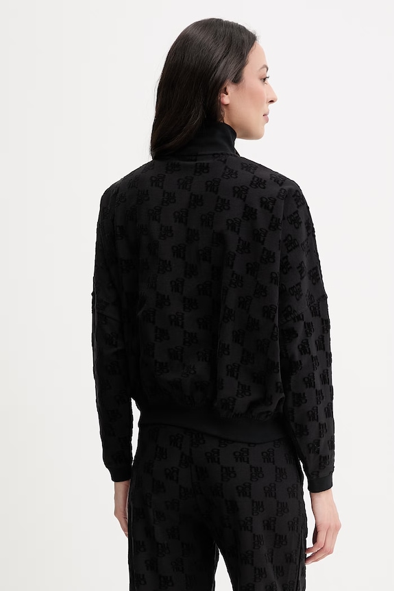 Îmbrăcăminte HUGO hanorac de loungewear de damă cu bumbac TERRYMONOGRAM_JACKET 50556831 negru