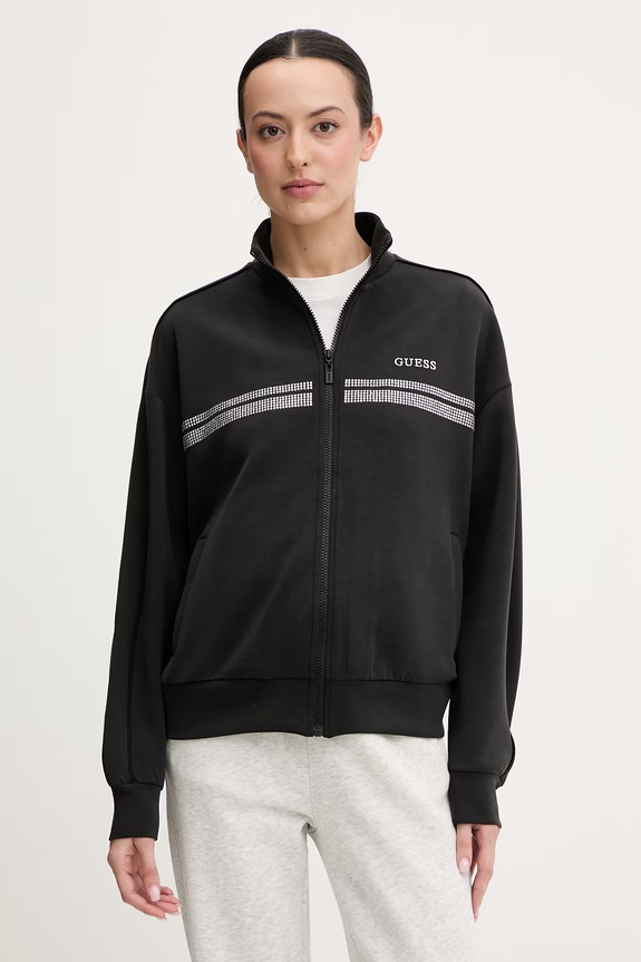 Guess bluza BERTHE aplikacja czarny V6RQ01.KCAY2
