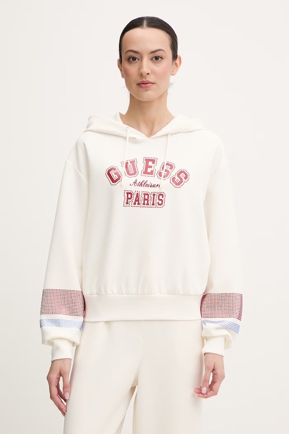Dukserica Guess BERTHE print bež V6RQ02.KCAY2