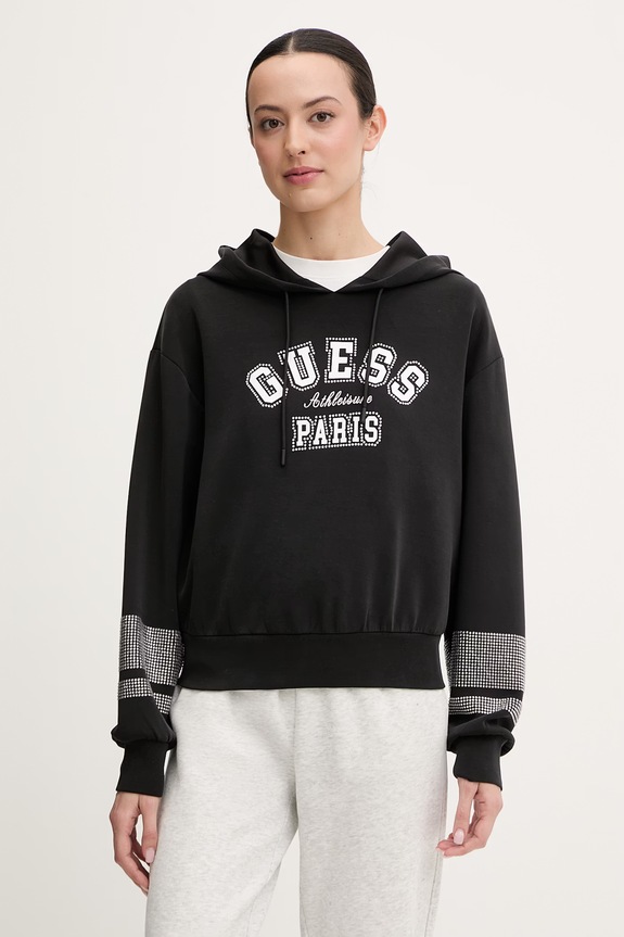 Кофта Guess BERTHE з капюшоном чорний V6RQ02.KCAY2