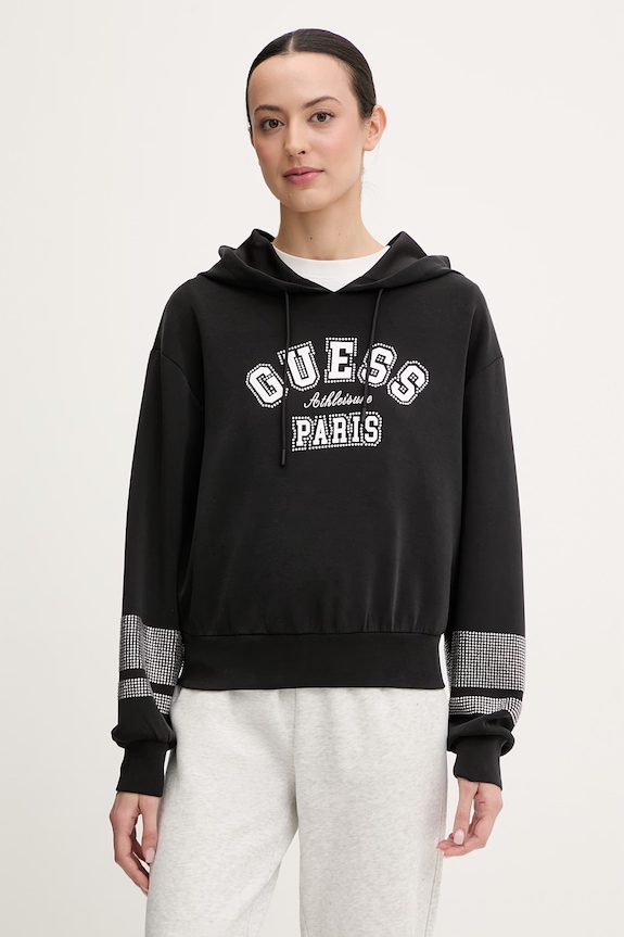 Кофта Guess BERTHE з капюшоном чорний V6RQ02.KCAY2