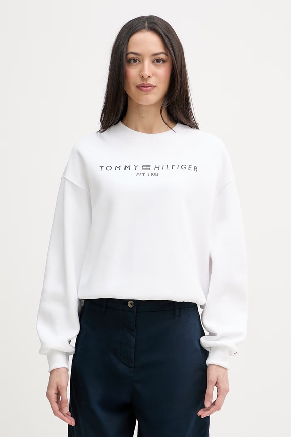 Tommy Hilfiger hanorac de damă din bumbac alb WW0WW47831