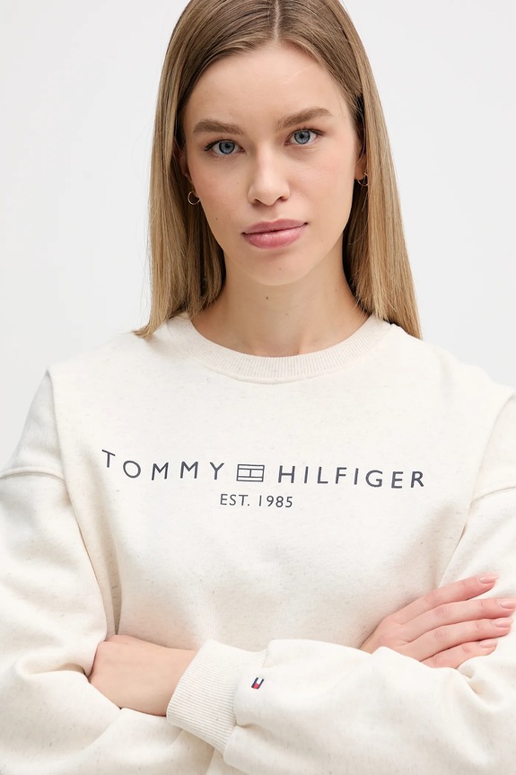 Tommy Hilfiger mikina dámska z bavlnou béžová WW0WW47831