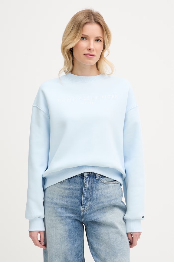 Tommy Hilfiger mikina dámska s bavlnou modrá WW0WW47831