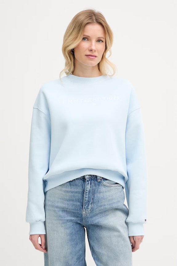 Tommy Hilfiger mikina dámska s bavlnou modrá WW0WW47831