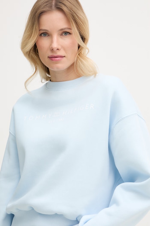 Tommy Hilfiger mikina dámska s bavlnou modrá WW0WW47831