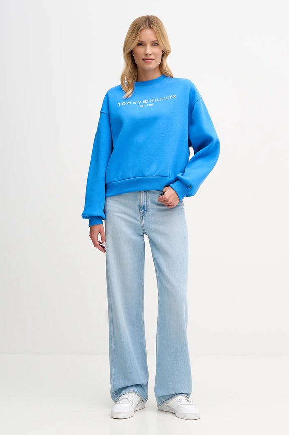 Tommy Hilfiger hanorac de damă cu bumbac WW0WW47831 albastru SS26
