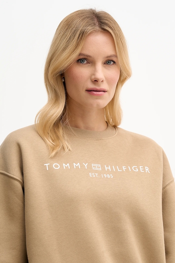 Tommy Hilfiger mikina dámska s bavlnou béžová WW0WW47831