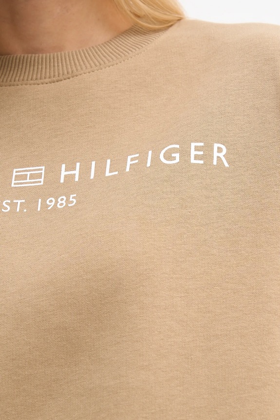 Tommy Hilfiger mikina dámska s bavlnou WW0WW47831 béžová