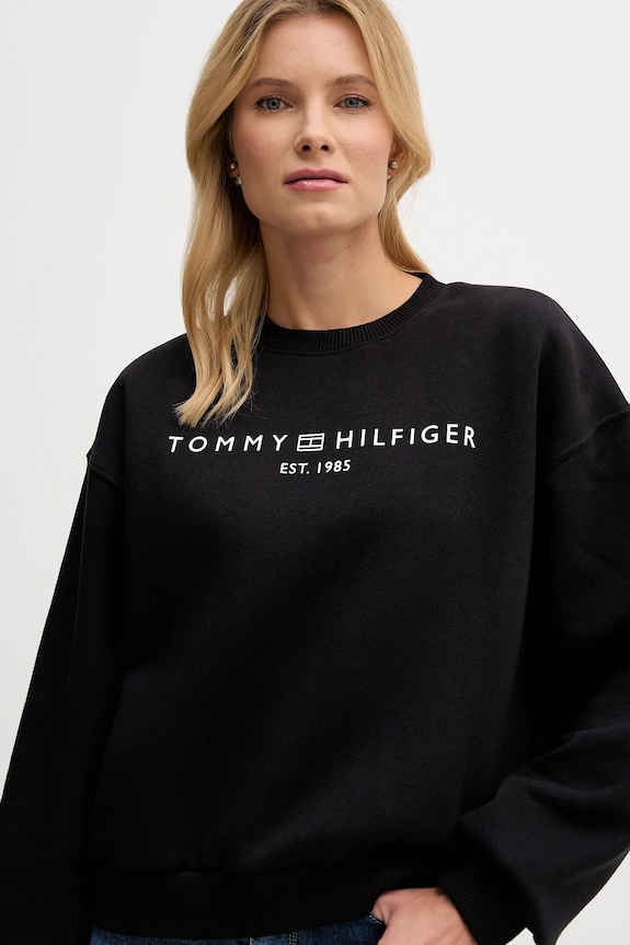 Tommy Hilfiger hanorac de damă cu bumbac negru WW0WW47831