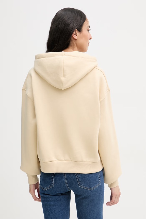 Îmbrăcăminte Tommy Hilfiger hanorac cu glugă de damă din bumbac WW0WW47832 bej