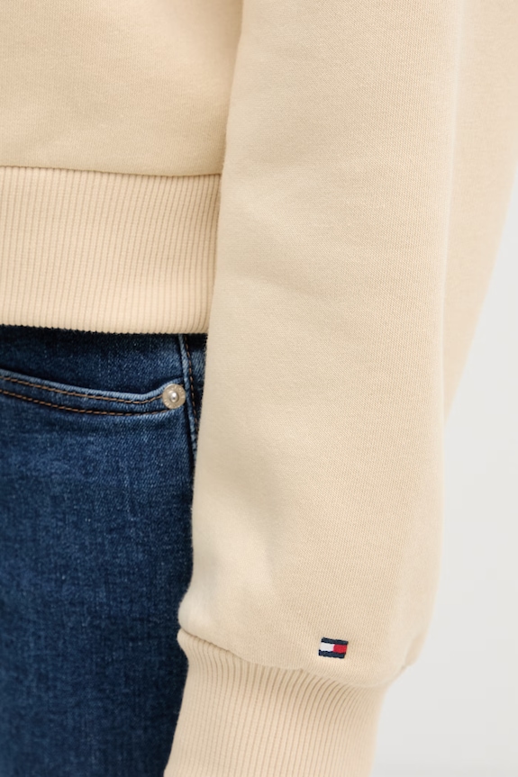 Tommy Hilfiger hanorac cu glugă de damă din bumbac WW0WW47832 bej