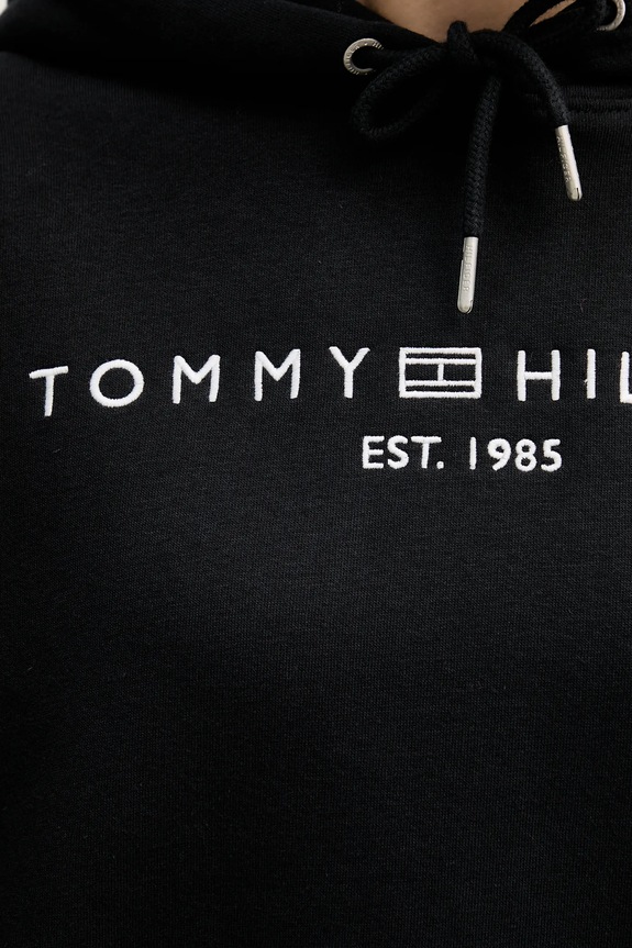 Tommy Hilfiger bluza z kapturem damska z bawełną WW0WW47832 czarny