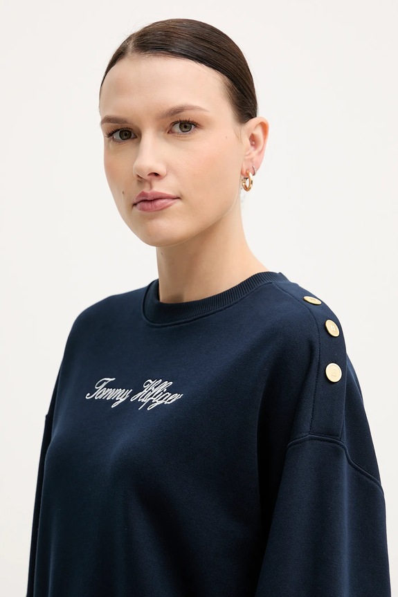 Βαμβακερή μπλούζα Tommy Hilfiger σκούρο μπλε WW0WW48783
