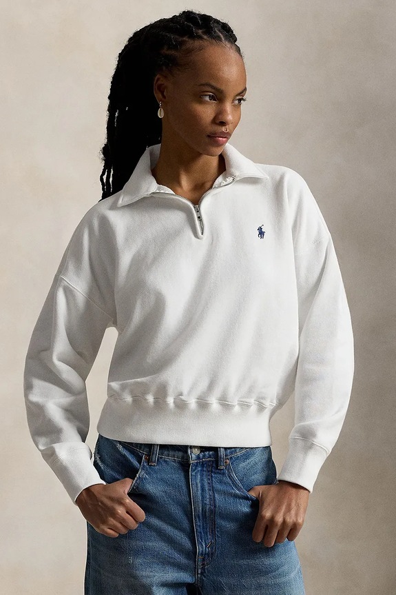 Dukserica Polo Ralph Lauren bez kapuljače bijela 211B18685