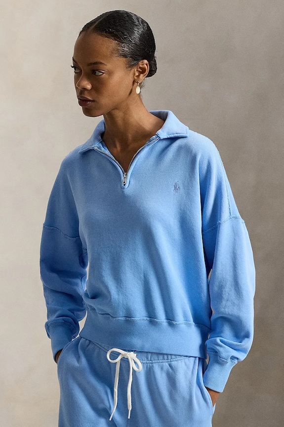 Polo Ralph Lauren bluza rozpinana damska bawełniana aplikacja niebieski 211B18686