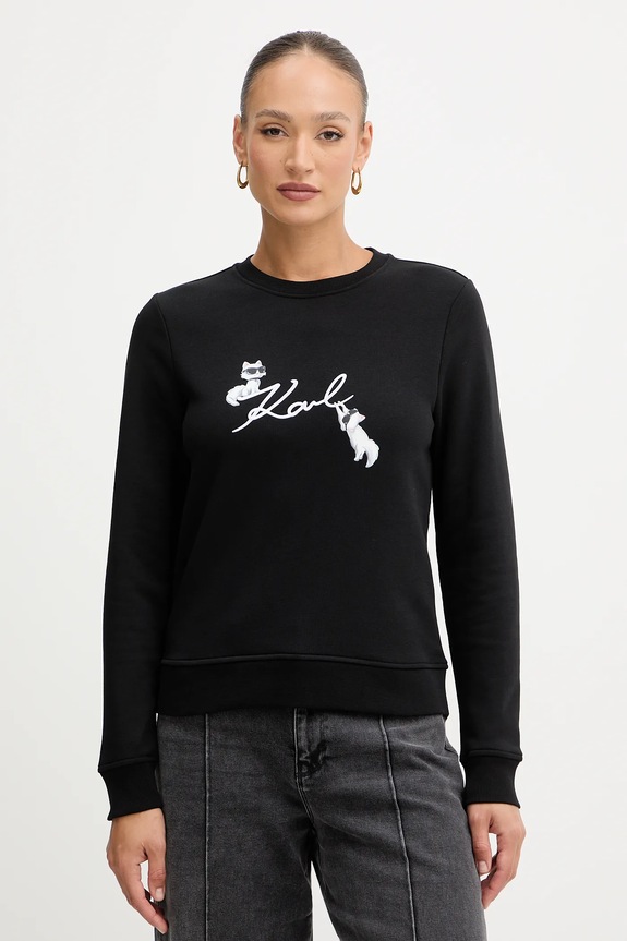 Μπλούζα Karl Lagerfeld IKON SIGNATURE στάμπα μαύρο B1W20031