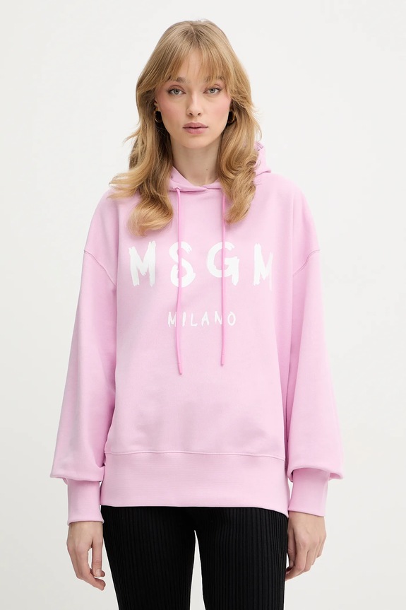 MSGM bluza bawełniana nadruk różowy 4041MDM515.267000