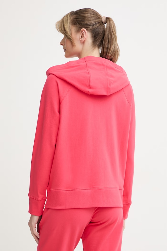 Oblečení DKNY rozepínací mikina s kapucí dámská bavlněná DP6J9510 červená