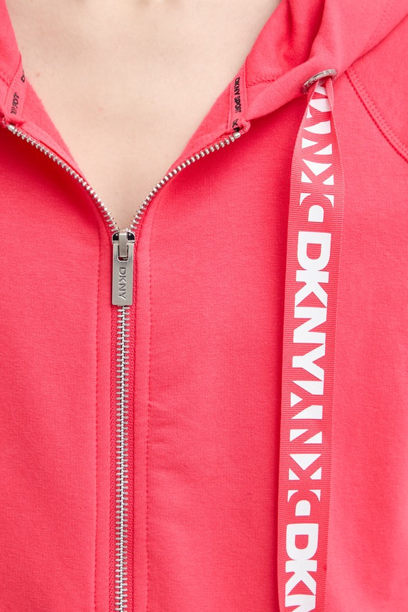 DKNY rozepínací mikina s kapucí dámská bavlněná DP6J9510 červená