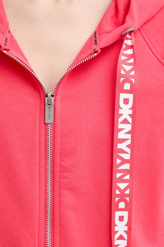 DKNY rozepínací mikina s kapucí dámská bavlněná DP6J9510 červená