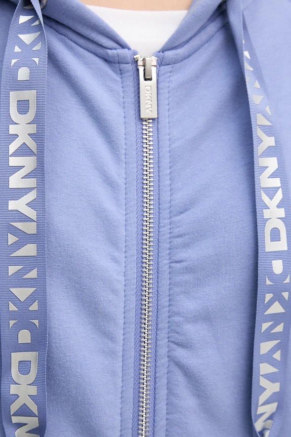 DKNY μπλούζα με κουκούλα και κουμπιά γυναικεία βαμβακερή DP6J9510 μπλε