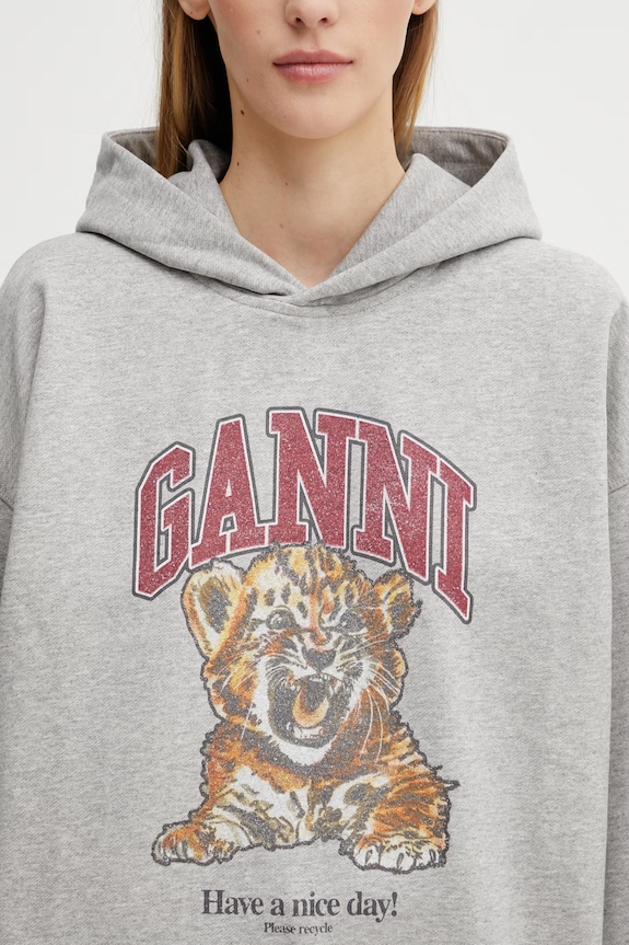 GANNI bluza bawełniana szary A1060024
