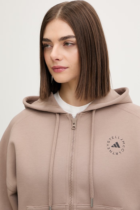 Dámska mikina s kapucňou adidas by Stella McCartney hnedá JZ0652