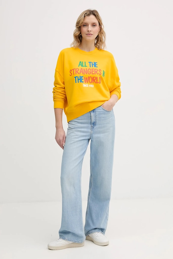 Bavlnená mikina United Colors of Benetton x Stranger Things 33NVD10BB žltá SS26